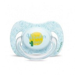 Smoczek fizjologiczny silkonowy 0-4m - Niebieski Wanderlust - Suavinex